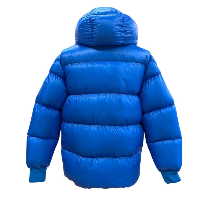 美品▼MONCLER モンクレール F20911B58300 LAMENTIN ロゴワッペン フーデッド ダブルジップアップ ダウンジャケット ブルー 2 正規品