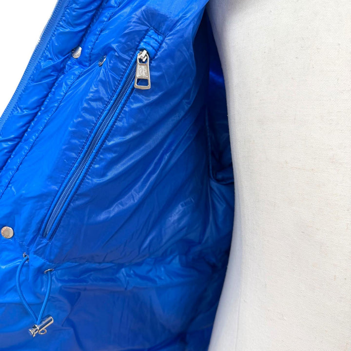 美品▼MONCLER モンクレール F20911B58300 LAMENTIN ロゴワッペン フーデッド ダブルジップアップ ダウンジャケット ブルー 2 正規品