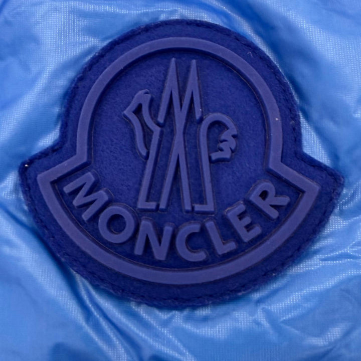 美品▼MONCLER モンクレール F20911B58300 LAMENTIN ロゴワッペン フーデッド ダブルジップアップ ダウンジャケット ブルー 2 正規品