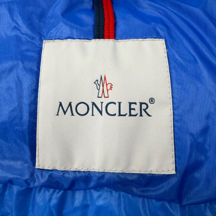美品▼MONCLER モンクレール F20911B58300 LAMENTIN ロゴワッペン フーデッド ダブルジップアップ ダウンジャケット ブルー 2 正規品