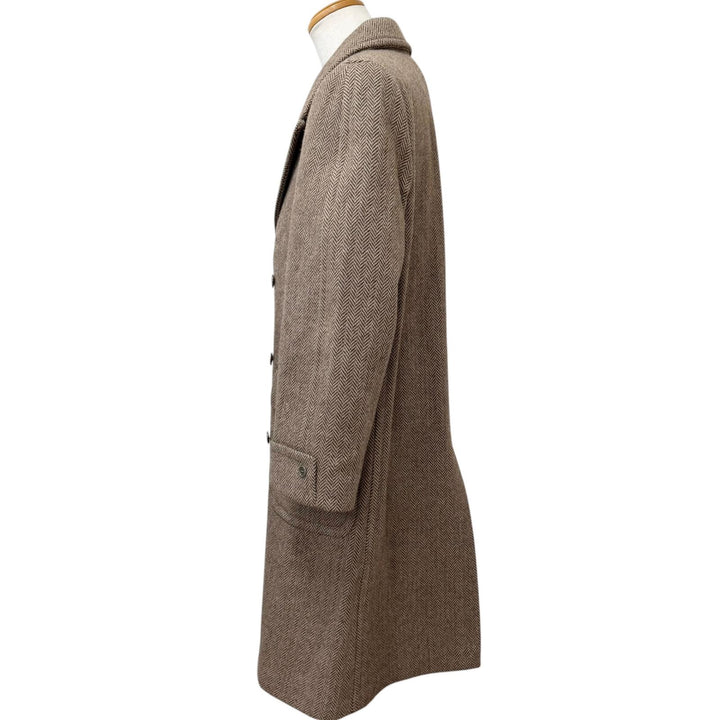 極美品□GUCCI グッチ 590760 ウール ヘリンボーン柄 ダブルブレスト チェスターコート ロングコート ブラウン 46 イタリア製 正規品