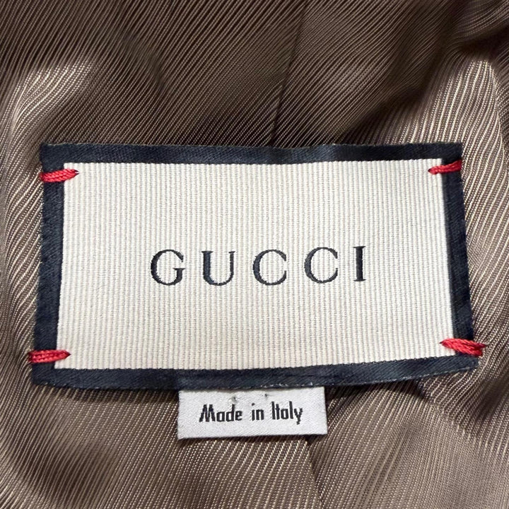 極美品□GUCCI グッチ 590760 ウール ヘリンボーン柄 ダブルブレスト チェスターコート ロングコート ブラウン 46 イタリア製 正規品