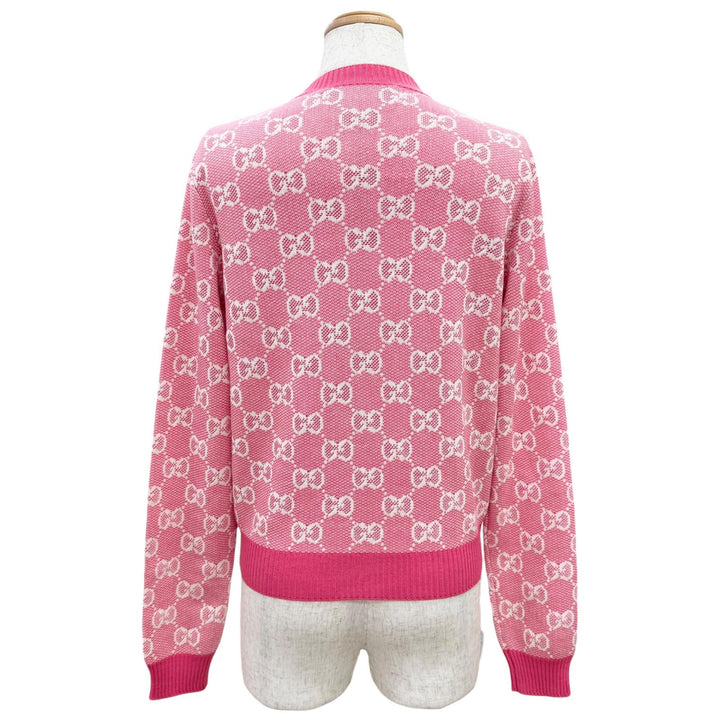 極美品△GUCCI グッチ 629452 ウール コットン GG ジャガード アンカー金ボタン カーディガン ピンク XS イタリア製 正規品 レディース