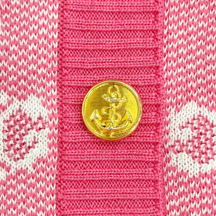 極美品△GUCCI グッチ 629452 ウール コットン GG ジャガード アンカー金ボタン カーディガン ピンク XS イタリア製 正規品 レディース
