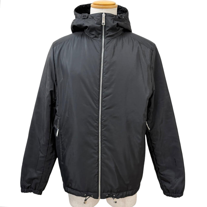 極美品□PRADA プラダ 2023年製 SGB224 Re-Nylon トライアングルロゴ リバーシブル フーデッド ブルゾン ブラック 52 正規品 メンズ