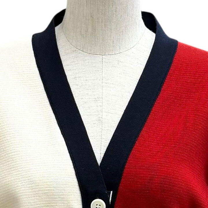 極美品★THOM BROWNE トムブラウン FKC207F ファンミックス クレープ 4-BAR カーディガン ウール100％ Vネック マルチ 42 伊製 正規品
