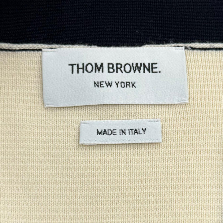 極美品★THOM BROWNE トムブラウン FKC207F ファンミックス クレープ 4-BAR カーディガン ウール100％ Vネック マルチ 42 伊製 正規品