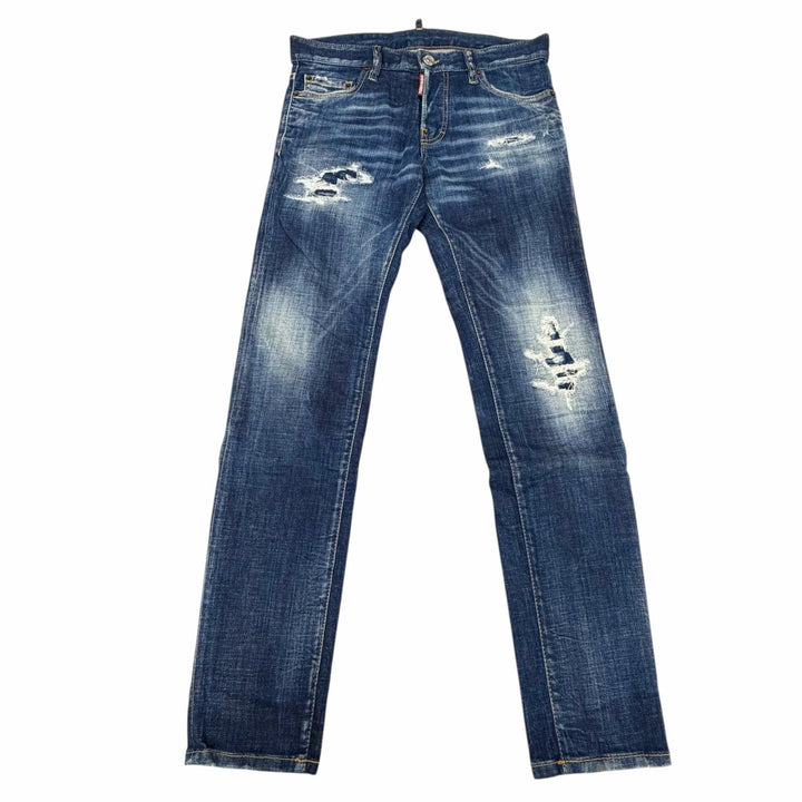 【ドンドン見直し】美品 ▼DSQUARED2 ディースクエアード 23SS S74LB1332 ダメージ加工 ボタンフライ デニムパンツ インディゴ 44 正規品