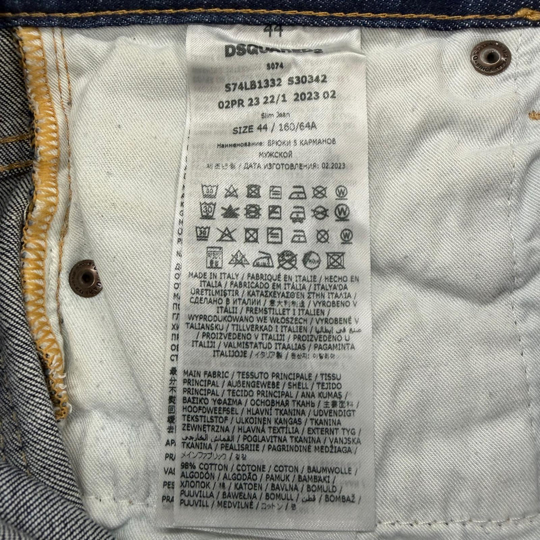 【ドンドン見直し】美品 ▼DSQUARED2 ディースクエアード 23SS S74LB1332 ダメージ加工 ボタンフライ デニムパンツ インディゴ 44 正規品