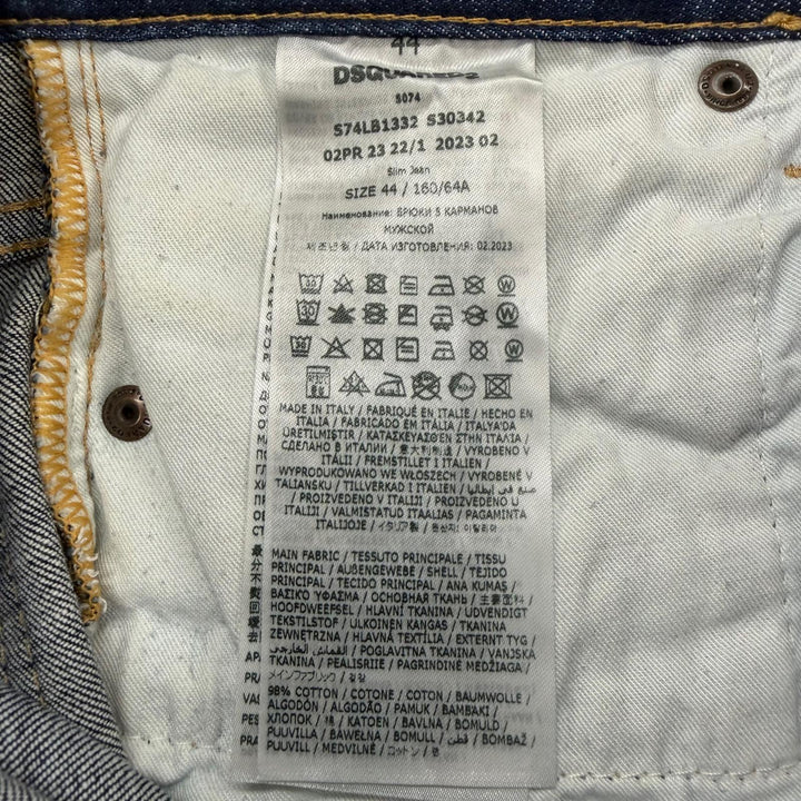 【ドンドン見直し】美品 ▼DSQUARED2 ディースクエアード 23SS S74LB1332 ダメージ加工 ボタンフライ デニムパンツ インディゴ 44 正規品
