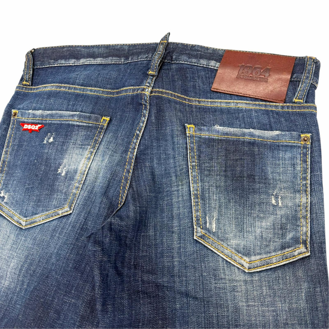 【ドンドン見直し】美品 ▼DSQUARED2 ディースクエアード 23SS S74LB1332 ダメージ加工 ボタンフライ デニムパンツ インディゴ 44 正規品