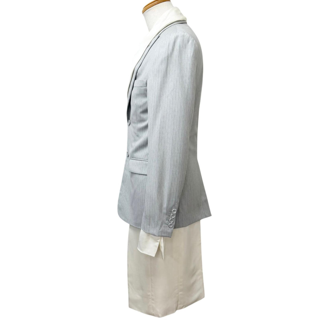 極美品□DIOR ディオール オム 183C367A5114 裏シルク100％ ストライプ柄 テーラードタイプ レイヤードコート 44 イタリア製 正規品