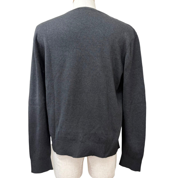 極美品□GUCCI グッチ 819421 シルク55％ インターシャロゴ ロングスリーブニット セーター チャコールグレー M イタリア製 正規品