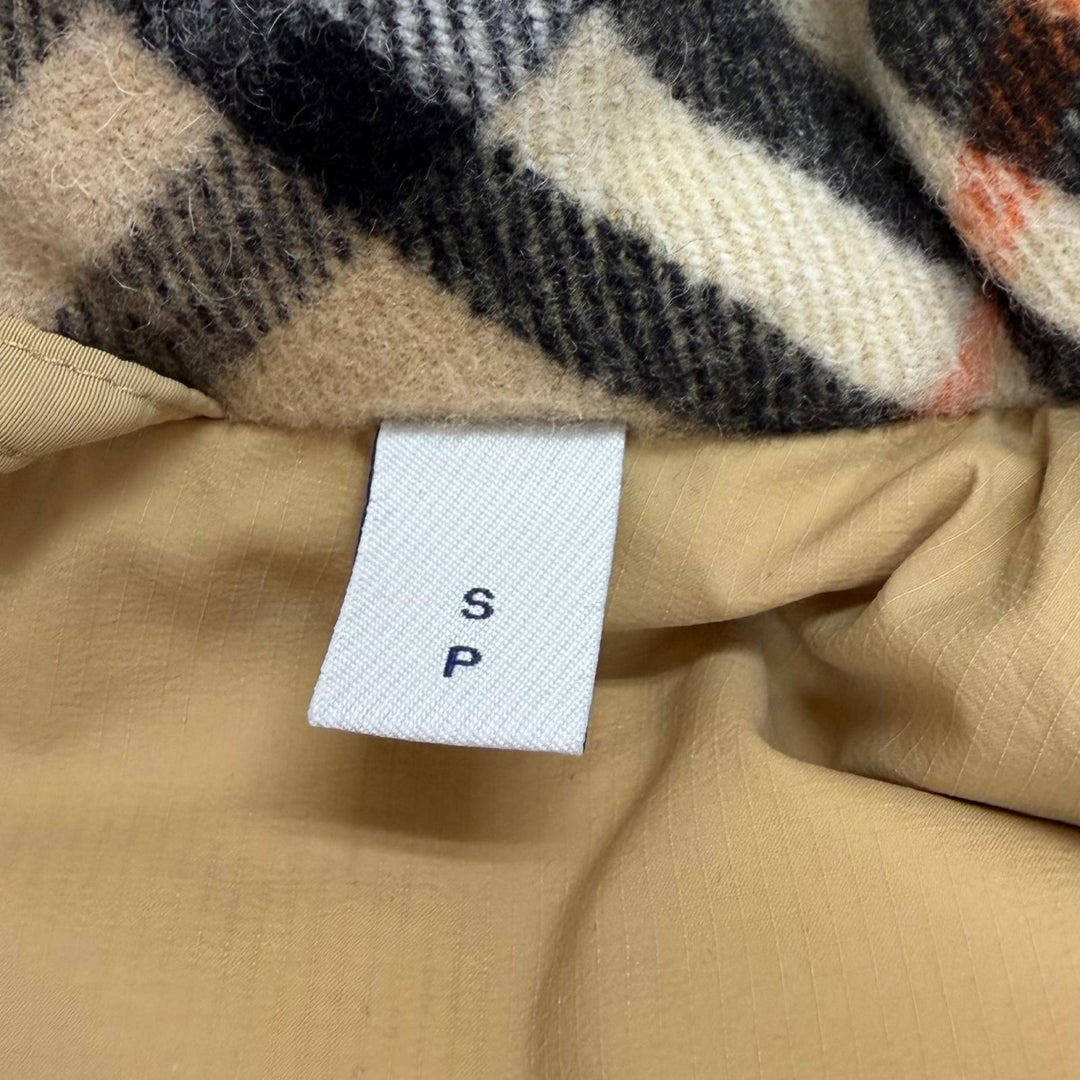 美品□BURBERRY バーバリー 8097944 一部ノバチェック柄 2way デタッチャブルスリーブ ダウンジャケット ベージュ S 正規品 メンズ