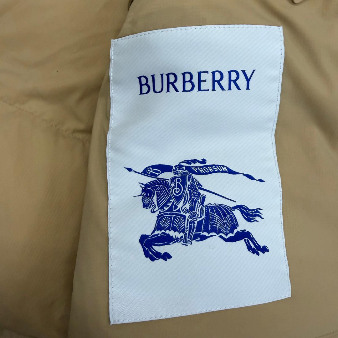 美品□BURBERRY バーバリー 8097944 一部ノバチェック柄 2way デタッチャブルスリーブ ダウンジャケット ベージュ S 正規品 メンズ