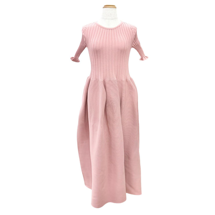極美品△CFCL シーエフシーエル CF005KH007SP ポリエステル ポタリ―ドレス 半袖 ロング ニット ワンピース ピンク 1 日本製 レディース