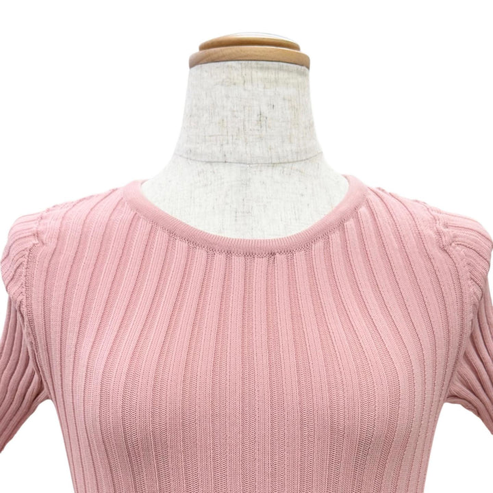 極美品△CFCL シーエフシーエル CF005KH007SP ポリエステル ポタリ―ドレス 半袖 ロング ニット ワンピース ピンク 1 日本製 レディース