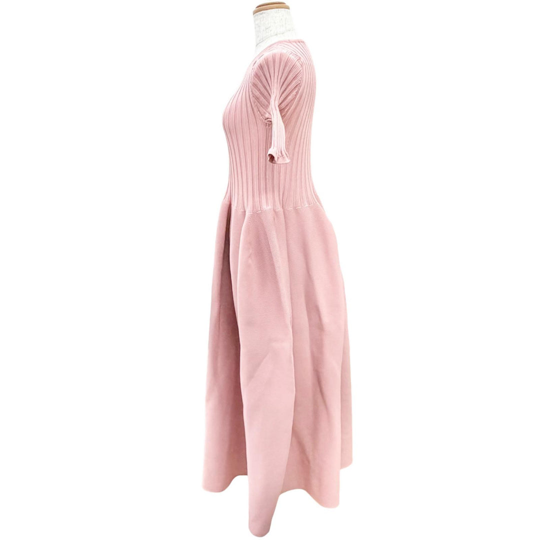 極美品△CFCL シーエフシーエル CF005KH007SP ポリエステル ポタリ―ドレス 半袖 ロング ニット ワンピース ピンク 1 日本製 レディース