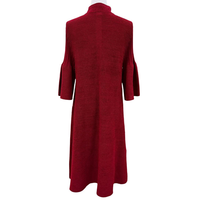 極美品☆CFCL シーエフシーエル CF008KH010 POTTERY VELVET LONG BELL SLEEVE FLARE MINI DRESS ニットワンピース レッド F 正規品