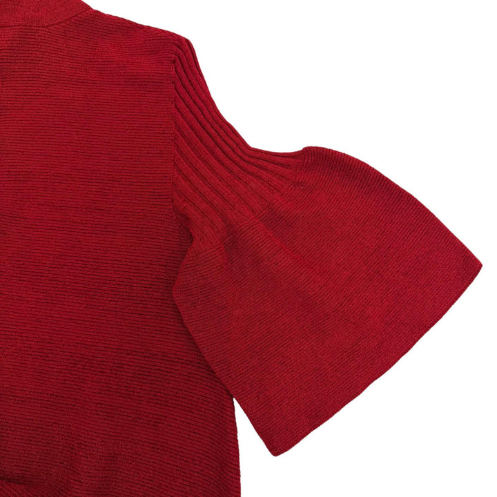 極美品☆CFCL シーエフシーエル CF008KH010 POTTERY VELVET LONG BELL SLEEVE FLARE MINI DRESS ニットワンピース レッド F 正規品