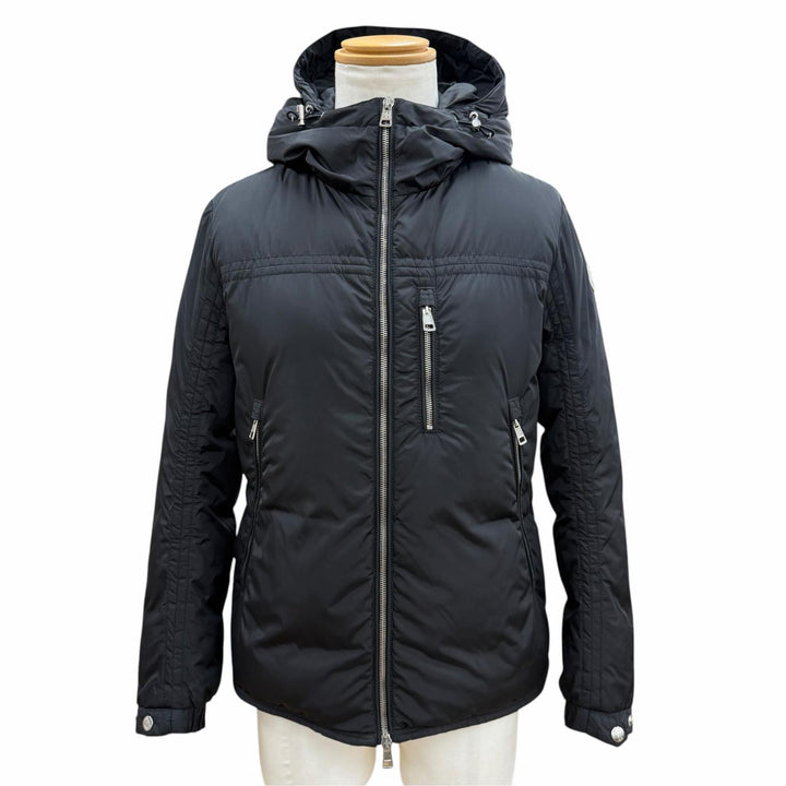 美品▼MONCLER モンクレール 420914182005 GARY ロゴワッペン付き フーデッド ダブルジップアップ ダウンジャケット 0 正規品 ハンガー付