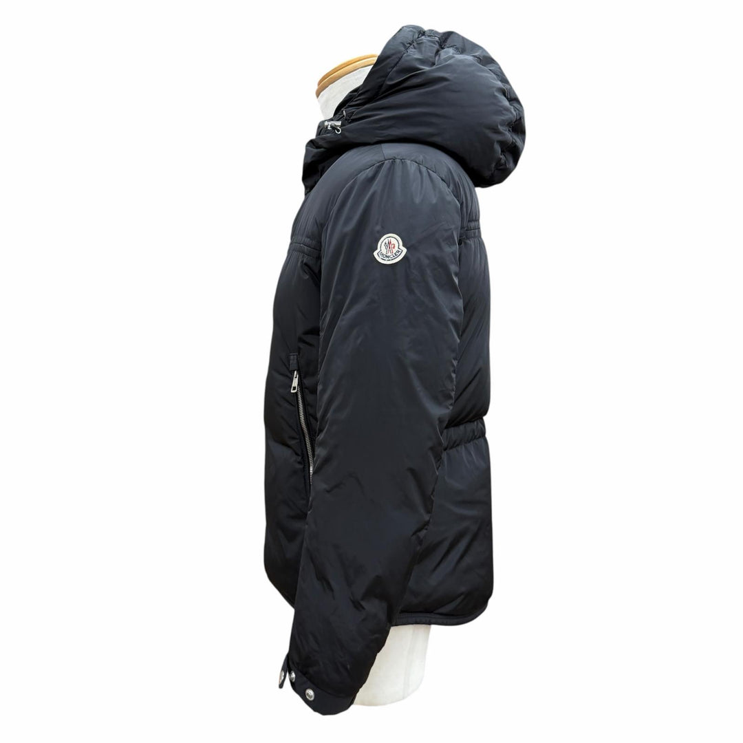 美品▼MONCLER モンクレール 420914182005 GARY ロゴワッペン付き フーデッド ダブルジップアップ ダウンジャケット 0 正規品 ハンガー付