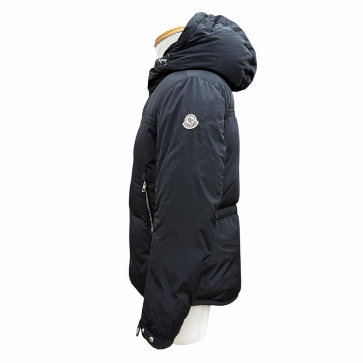 美品▼MONCLER モンクレール 420914182005 GARY ロゴワッペン付き フーデッド ダブルジップアップ ダウンジャケット 0 正規品 ハンガー付