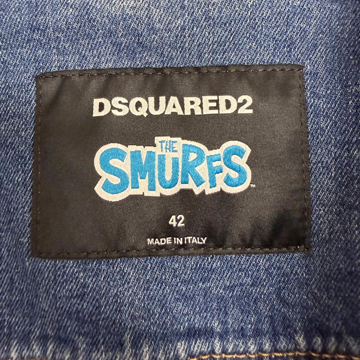 【ドンドン見直し】美品□DSQUARED2 ディースクエアード 23SS S78AN0053 スマーフコラボ デニムジャケット ブルー 42 イタリア製 正規品