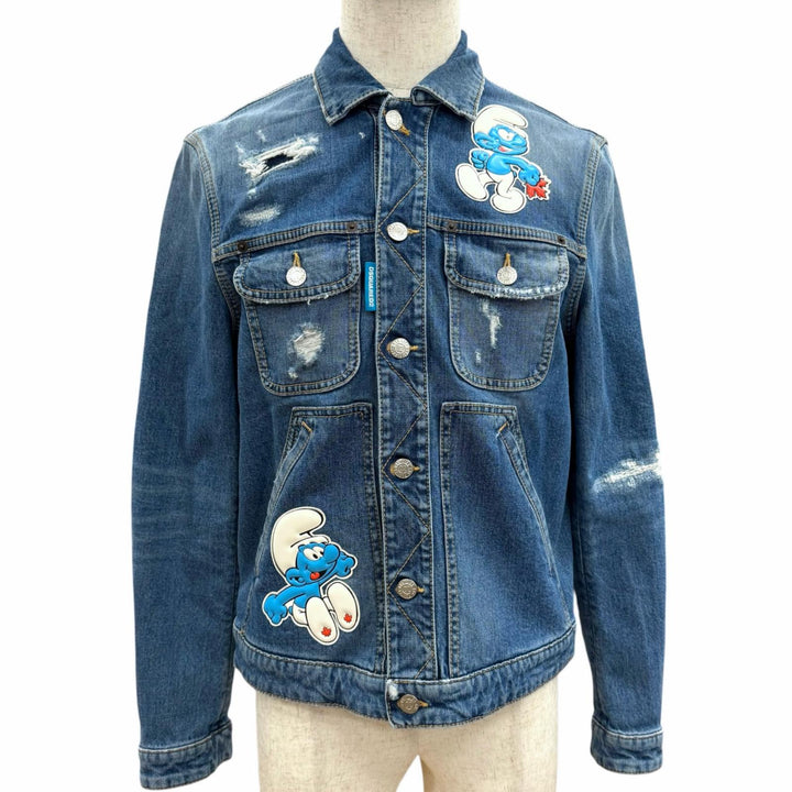 【ドンドン見直し】美品□DSQUARED2 ディースクエアード 23SS S78AN0053 スマーフコラボ デニムジャケット ブルー 42 イタリア製 正規品