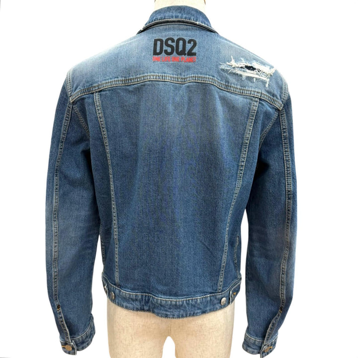 【ドンドン見直し】美品□DSQUARED2 ディースクエアード 23SS S78AN0053 スマーフコラボ デニムジャケット ブルー 42 イタリア製 正規品