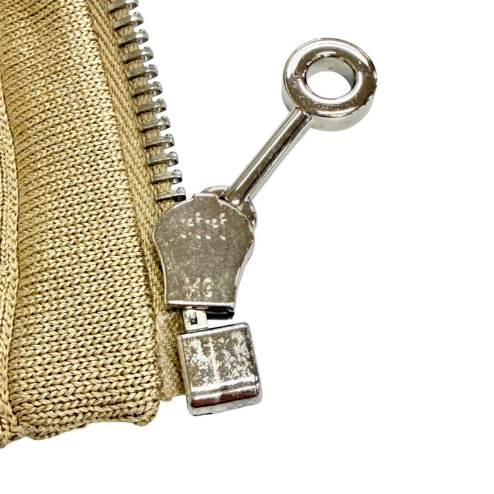 極美品△HERMES エルメス 24SS 4E2225DJ シルク コットン モザイク ZIP UP クロップド ニット ジャケット ブルゾン ベージュ 36 正規品