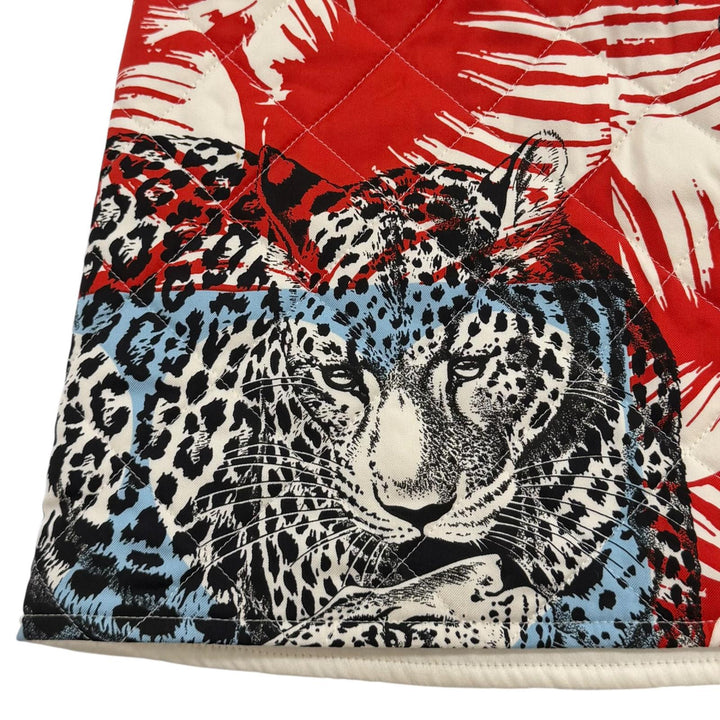 極美品★HERMES エルメス 23SS JUNGLE LOVE シルク100％ セリエボタン キルティング 台形 ミニスカート マルチ 34 フランス製 正規品
