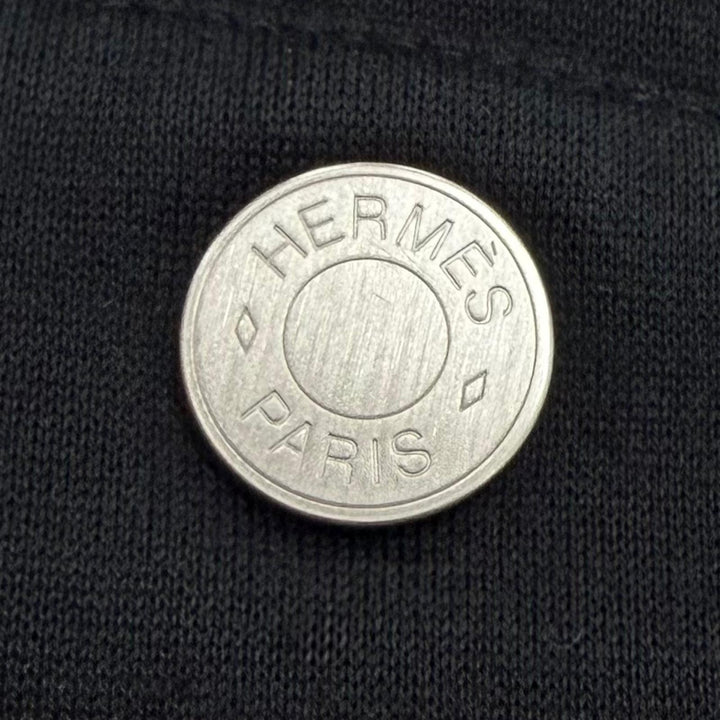 美品▼HERMES エルメス 23AW 32-5422 コットン シルバー金具 セリエボタン スウェットパンツ ブラック 44 イタリア製 正規品 メンズ