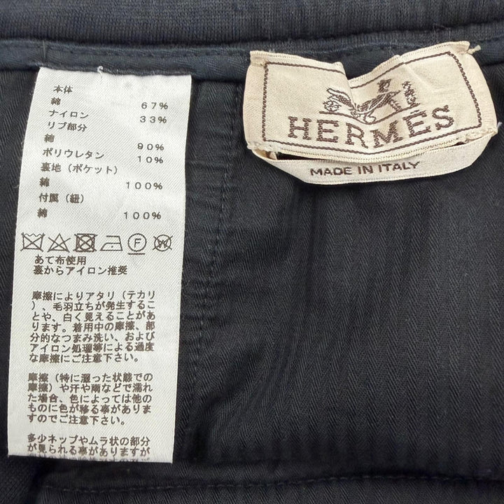 美品▼HERMES エルメス 23AW 32-5422 コットン シルバー金具 セリエボタン スウェットパンツ ブラック 44 イタリア製 正規品 メンズ