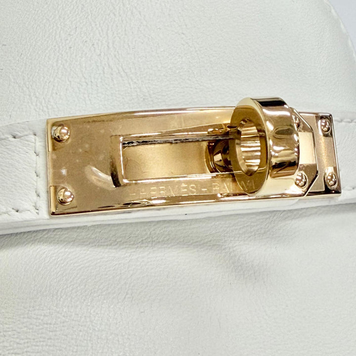 未使用品△HERMES エルメス 231067Z モカシン デスタン レザー ゴールド金具 ケリーバックル ローファー ホワイト 36.5 伊製 レディース
