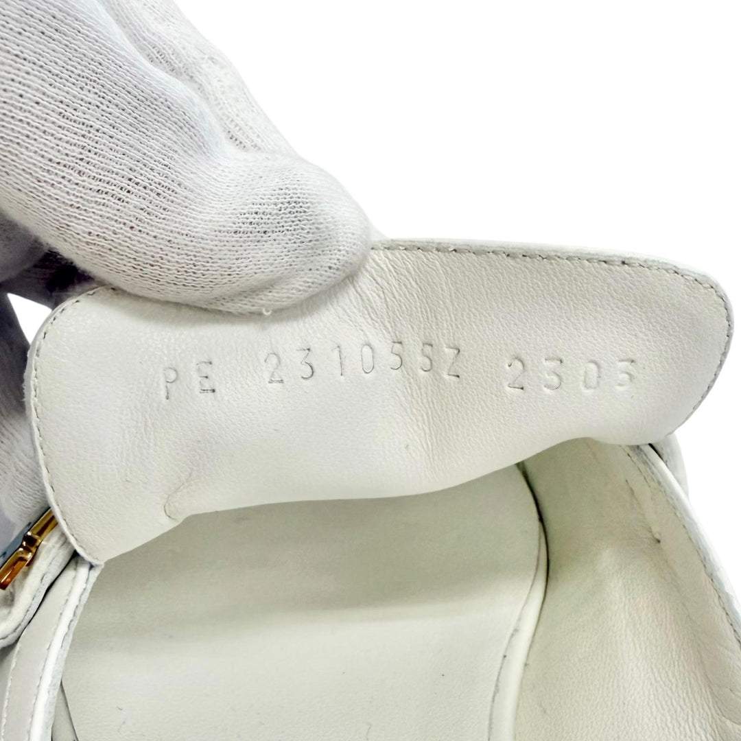 未使用品△HERMES エルメス 231055Z グルーピー ゴールド金具 Hロゴバックル スクエアトゥ レザー ミュール サンダル ホワイト 35.5 伊製