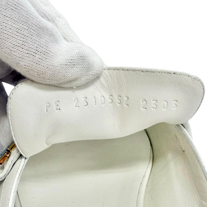 未使用品△HERMES エルメス 231055Z グルーピー ゴールド金具 Hロゴバックル スクエアトゥ レザー ミュール サンダル ホワイト 35.5 伊製