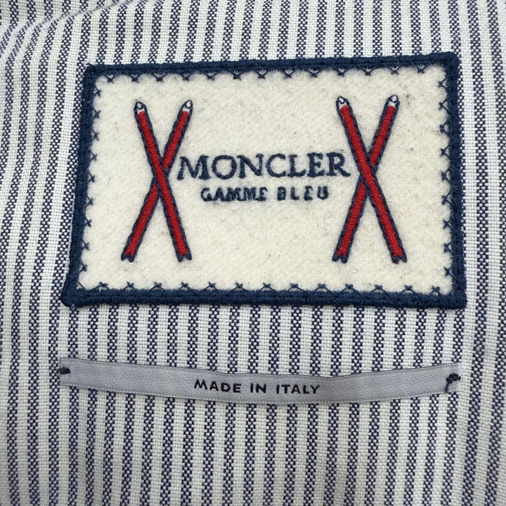 良品▼MONCLER GAMME BLEU モンクレール ガムブルー 23914032480 ウール カシミヤ ロゴワッペン ZIP ダウンジャケット ブラック 0 正規品