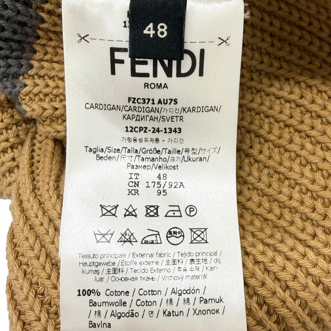 極美品□FENDI フェンディ 2024年製 FZC371 AU7S アイコン ノースリーブ ニットポロシャツ ベスト ブラウン 48 イタリア製 正規品 メンズ