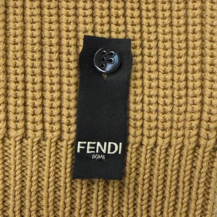 極美品□FENDI フェンディ 2024年製 FZC371 AU7S アイコン ノースリーブ ニットポロシャツ ベスト ブラウン 48 イタリア製 正規品 メンズ