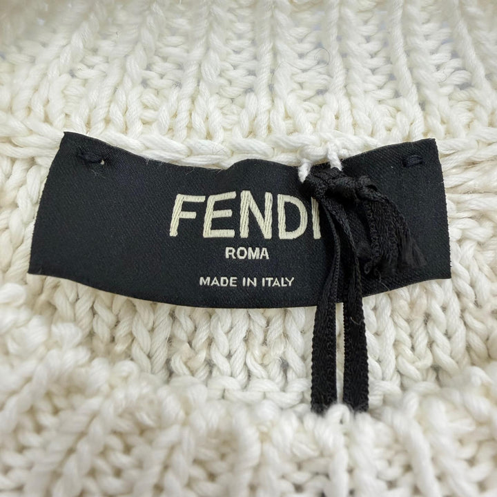 未使用品▼FENDI フェンディ 2023年製 FZ091 AR82 コットン リネン FFロゴ ニット セーター ホワイト 46 イタリア製 正規品 メンズ