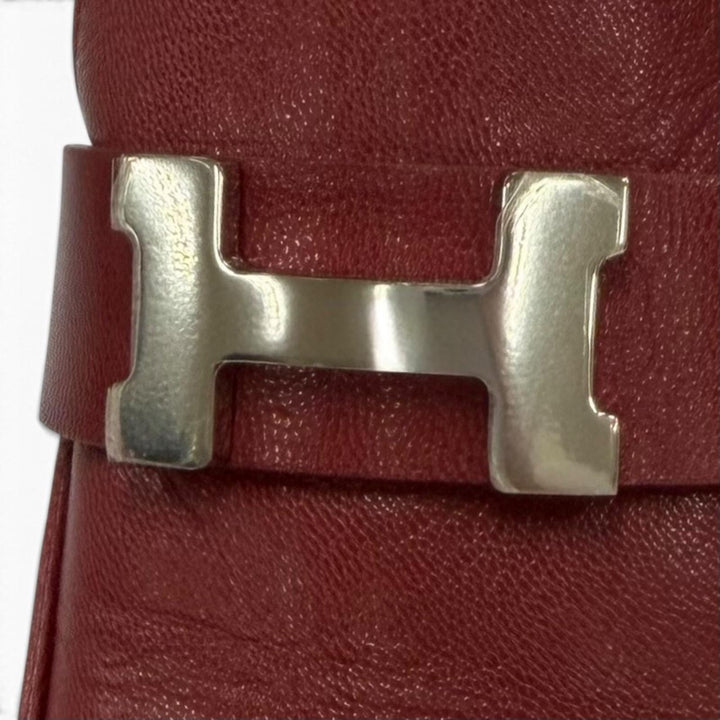 極美品☆HERMES エルメス パラディ シルバー金具 コンスタンス Hロゴ レザー ミュール サンダル レッド系 35.5 イタリア製 レディース