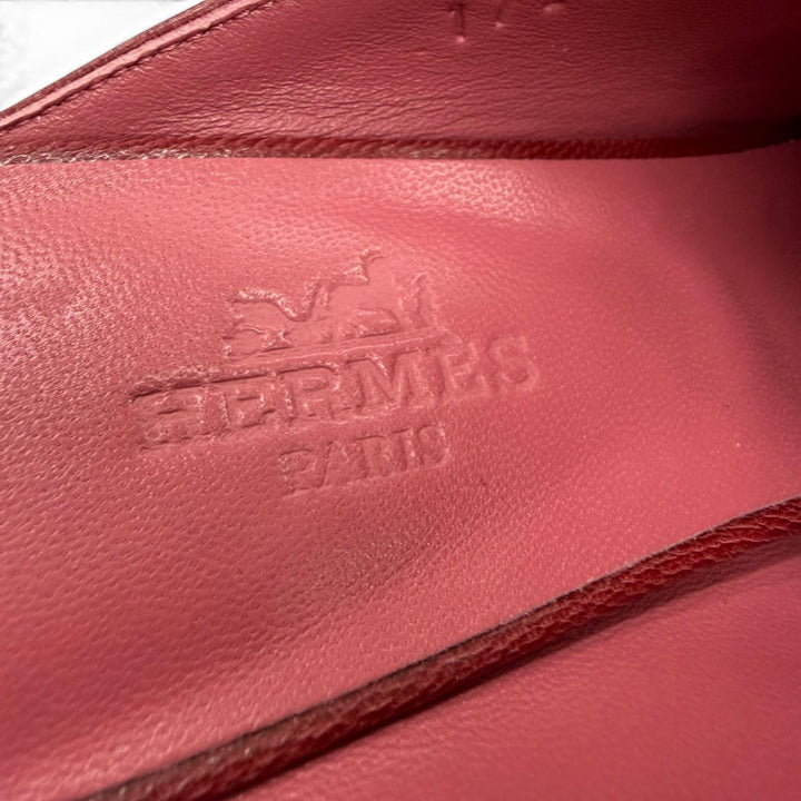 極美品☆HERMES エルメス パラディ シルバー金具 コンスタンス Hロゴ レザー ミュール サンダル レッド系 35.5 イタリア製 レディース