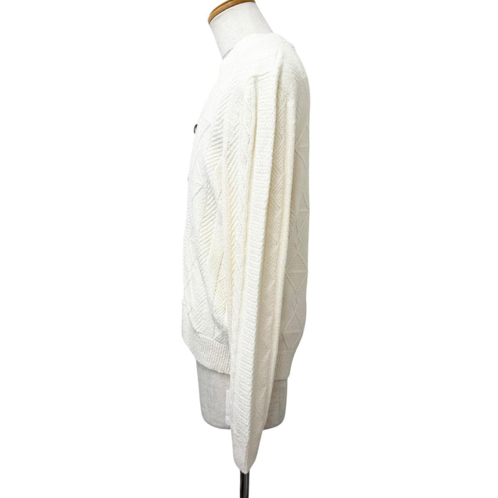 未使用品□HERMES エルメス 25AW H557322HA シルク50% ロングスリーブ ケーブル編み ニットカーディガン アイボリー M イタリア製 正規品