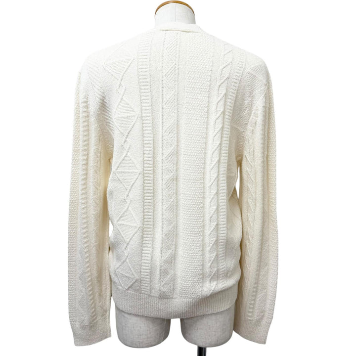 未使用品□HERMES エルメス 25AW H557322HA シルク50% ロングスリーブ ケーブル編み ニットカーディガン アイボリー M イタリア製 正規品
