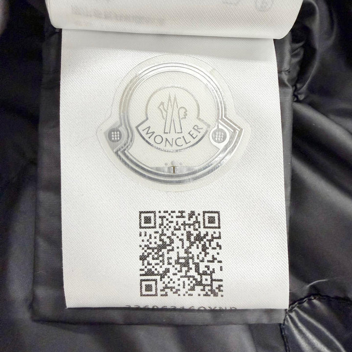 極美品△MONCLER モンクレール CARDIGAN TRICOT ロゴワッペン 袖ニット使い ダウンジャケット ブラック M 正規品 レディース