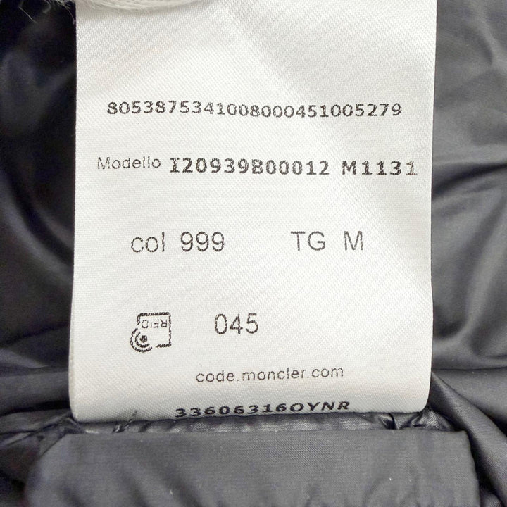 極美品△MONCLER モンクレール CARDIGAN TRICOT ロゴワッペン 袖ニット使い ダウンジャケット ブラック M 正規品 レディース