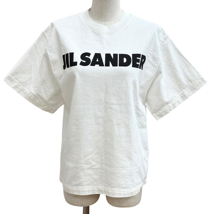 美品★JIL SANDER ジルサンダー J02GC0001 コットン100％ オーバーサイズ ロゴデザイン 半袖Ｔシャツ ホワイト XS イタリア製 正規品