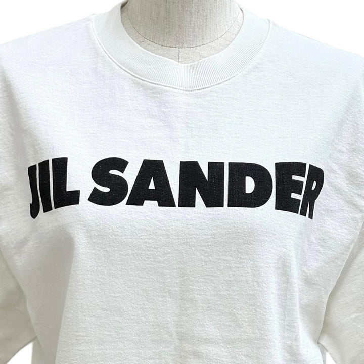 美品★JIL SANDER ジルサンダー J02GC0001 コットン100％ オーバーサイズ ロゴデザイン 半袖Ｔシャツ ホワイト XS イタリア製 正規品