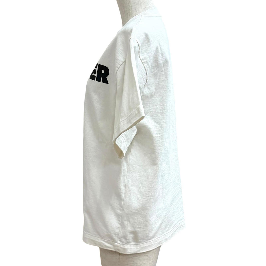 美品★JIL SANDER ジルサンダー J02GC0001 コットン100％ オーバーサイズ ロゴデザイン 半袖Ｔシャツ ホワイト XS イタリア製 正規品